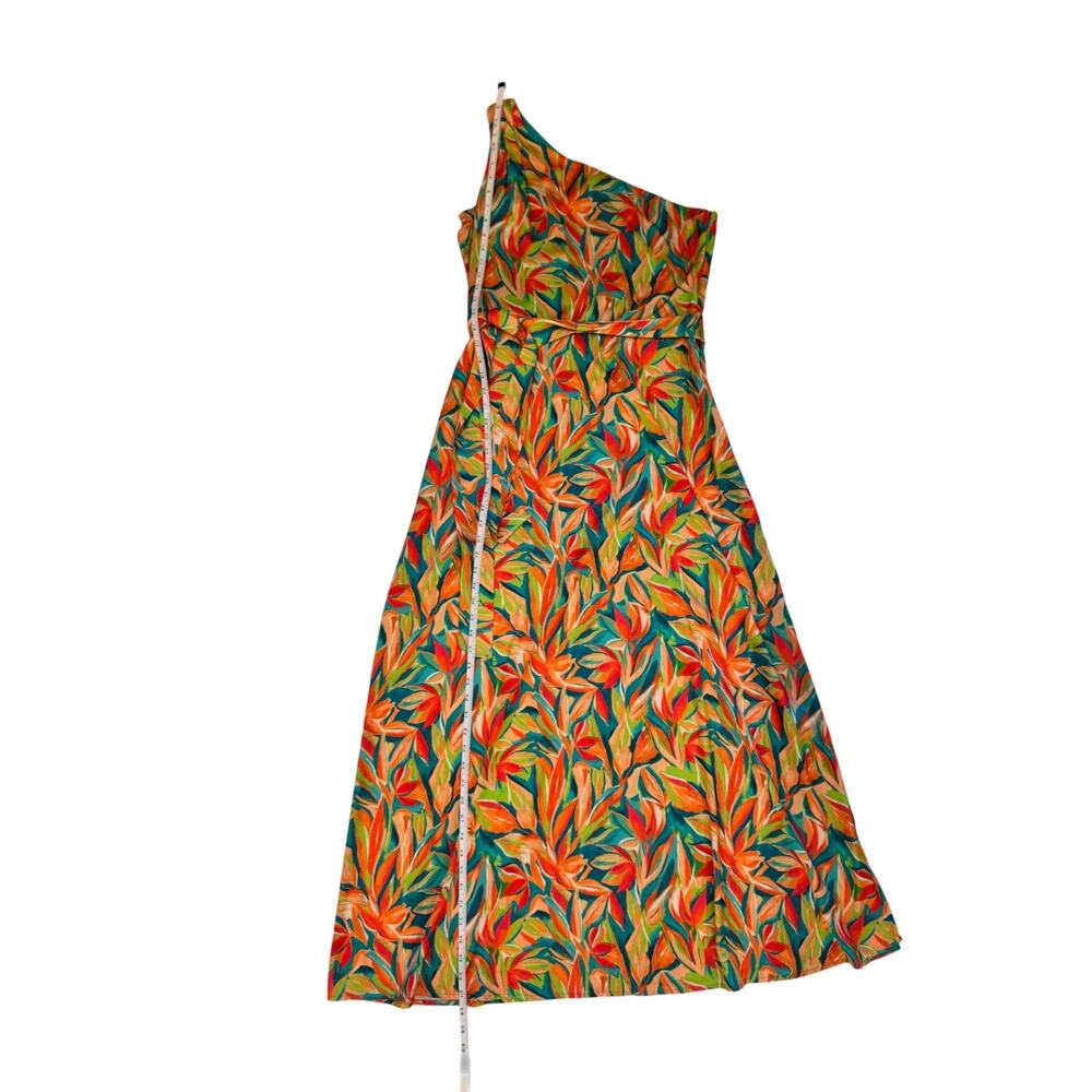 Nicole Miller One Shoulder Tropical Maxi Dress Women's 10 Resort Vacation Cruise - Picture 7 of 16